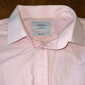 Charles Tyrwhitt 17 1/2 -36 pink and white dress shirt - classic fit French cuff